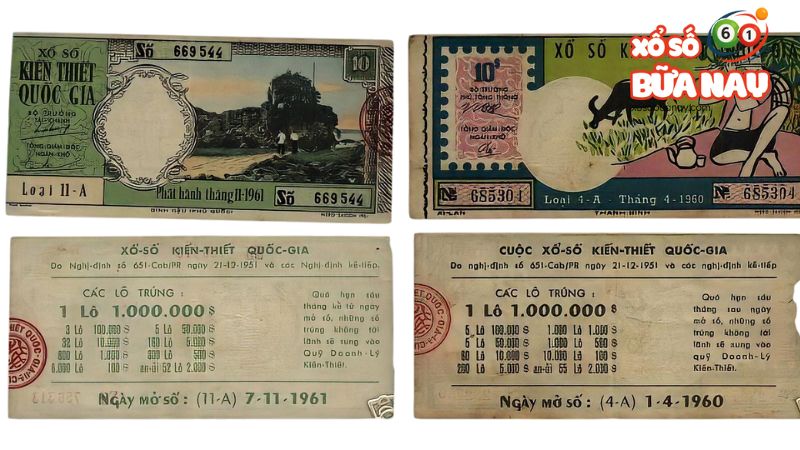 Lịch sử xổ số kiến thiết Việt Nam bắt nguồn tờ những tờ vé số của những năm 60